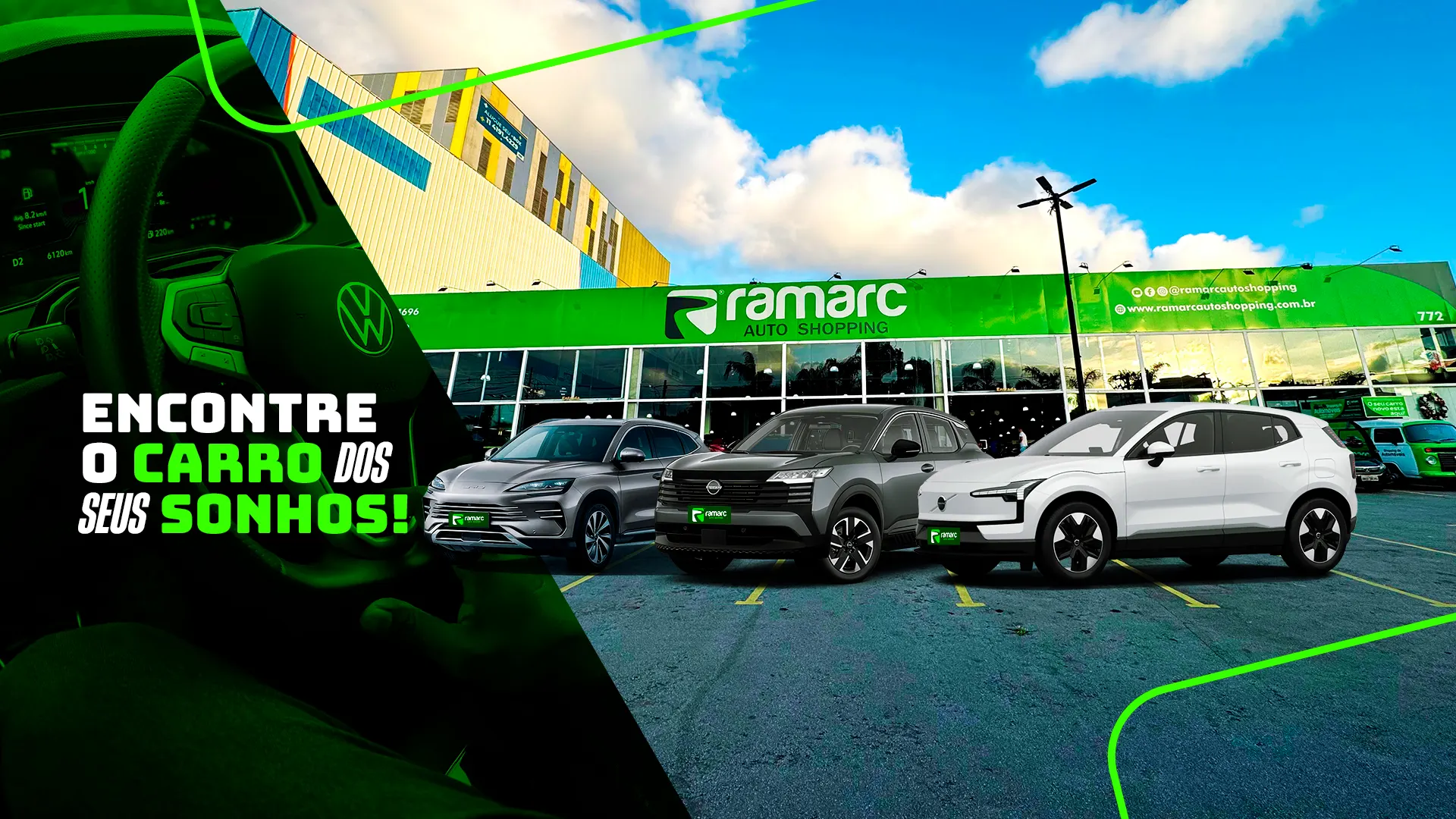 Fachada real do Ramarc Auto Shopping